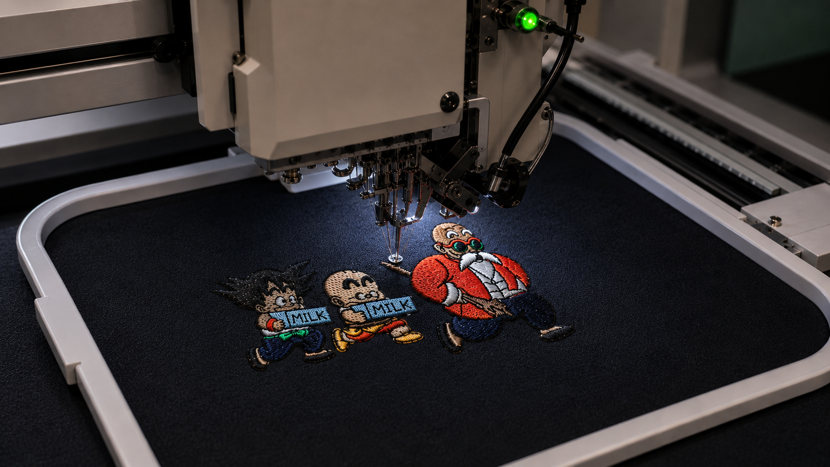 CR embroidery production in progress