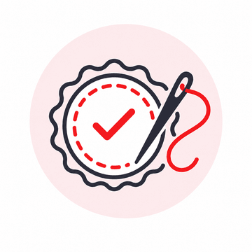 Embroidery needle and quality check icon