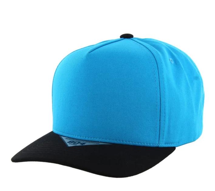 Aqua and Black 5 Panel High Crown Slight Curve Solid