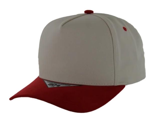 Natural and Red Kamel 804 5 Panel Suede Visor Crown Slight Curve