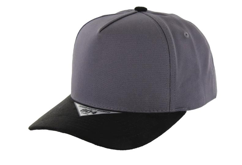 Charcoal and Black Kamel 804 5 Panel Suede Visor High Crown Slight Curve
