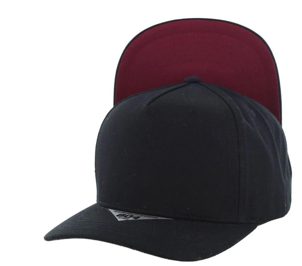 Black and Burgundy Kamel 804 Under Visor 5 Panel High Crown Slight Curve Solid